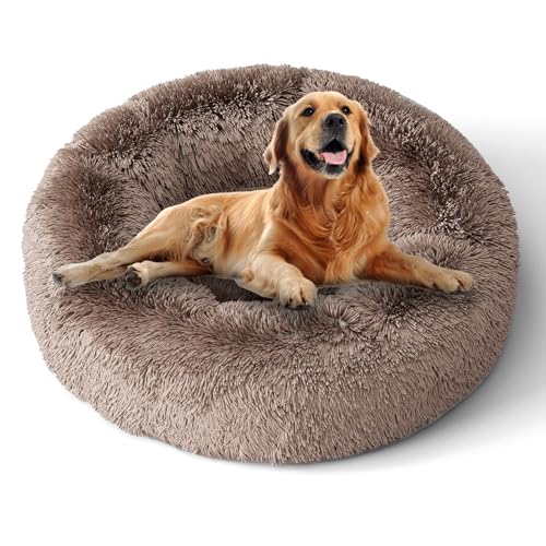 XKISS Hundebett Flauschig [mit Waschbarem Bezug] Original-[L，80cm，‎Braun] Hundebett Fluffy,Flauschiges Hundebett für Große,Mittelgroße & Kleine Hunden, Hundebett Waschbar,Hundekörbchen. von XKISS