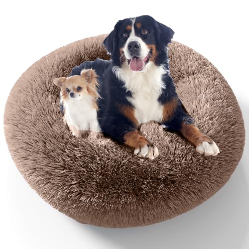 XKISS hundebett flauschig [mit waschbarem Bezug] original-[S，60cm，‎Braun] Hundebett Fluffy,Flauschiges Hundebett für große,mittelgroße & kleine Hunden, hundebett waschbar,hundekörbchen.… von XKISS