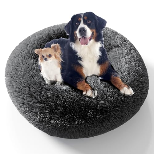 XKISS Hundebett Flauschig [mit Waschbarem Bezug] Original-[S，60cm，‎Dunkelgrau] Hundebett Fluffy,Flauschiges Hundebett für Große,Mittelgroße & Kleine Hunden, Hundebett Waschbar,Hundekörbchen. von XKISS