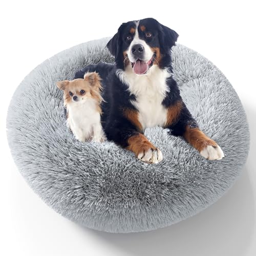 XKISS hundebett flauschig [mit waschbarem Bezug] original-[S，60cm，‎Hellgrau] Hundebett Fluffy,Flauschiges Hundebett für große,mittelgroße & kleine Hunden, hundebett waschbar,hundekörbchen.… von XKISS