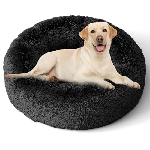 XKISS hundebett flauschig [mit waschbarem Bezug] original-[L，100cm，‎Dunkelgrau] Hundebett Fluffy,Flauschiges Hundebett für große,mittelgroße & kleine Hunden, hundebett waschbar,hundekörbchen.…… von XKISS