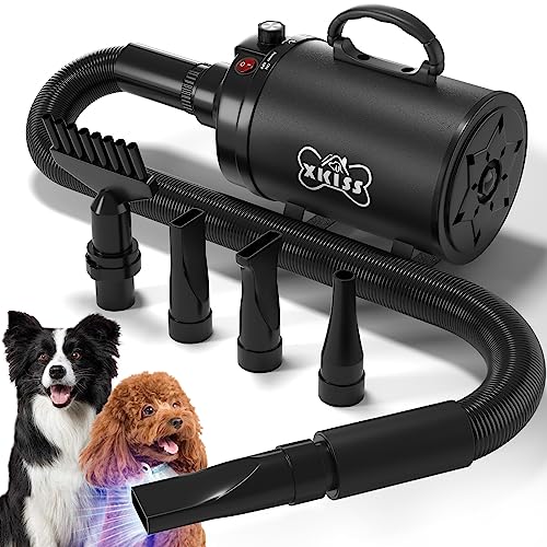 XKISS hundefön Hundetrockner 4.5 PS / 3200 W Blower hundefön mit Einstellbarer Geschwindigkeit Hundepflege-Trockner-Gebläse (schwarz) von XKISS