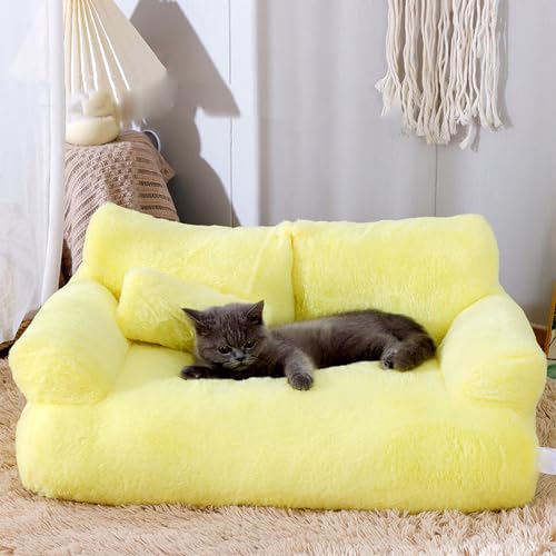 XLDZ Haustierbett, abnehmbares Sofa für Kätzchen, Welpen, Hunde, Katzen, warmes Nest, maschinenwaschbar, ungiftig, Geburtstagsgeschenk für Haustiere (gelb) von XLDZ
