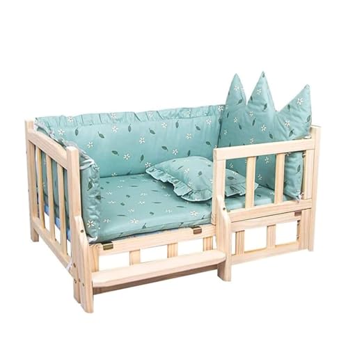 XLJLKJDS Hundebett Hundebett, Haustierbett, erhöhtes Haustiersofa aus Holz mit Geländer und Treppe, abnehmbar und waschbar, geeignet für alle Jahreszeiten Hundehütte XLJLKJDS Hundebett Hundebett, Haustierbett, erhöhtes Haustiersofa aus Holz mit Geländer und Treppe, abnehmbar und waschbar, geeignet für alle Jahreszeiten Hundehütte von XLJLKJDS
