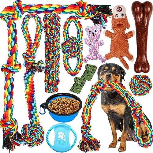 XLMYS Kauspielzeug für Hunde, Kauspielzeug für Aggressive Kauer, Kauspielzeug für Welpen, Seilspielzeug, Tauziehen, Hundespielzeug für Welpen, 17 Stück XLMYS Kauspielzeug für Hunde, Kauspielzeug für Aggressive Kauer, Kauspielzeug für Welpen, Seilspielzeug, Tauziehen, Hundespielzeug für Welpen, 17 Stück von XLMYS