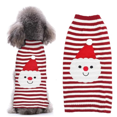 Weihnachten Hundepullover, Weihnachten Muster Strickwaren, Warme Haustier Pullover, Roter Hund Weihnachtspullover, Hund Rollkragenpullover für Kleine Mittelgroße Hunde von XLZJYIJ