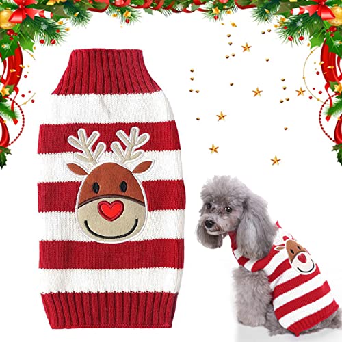 Hundepullover Weihnachten Weihnachten Muster Strickwaren warme Haustier Pullover für Hundewelpen Party Puppy Geschenk für Hundepullover klein mittelgroße Hunde (L) von XLZJYIJ