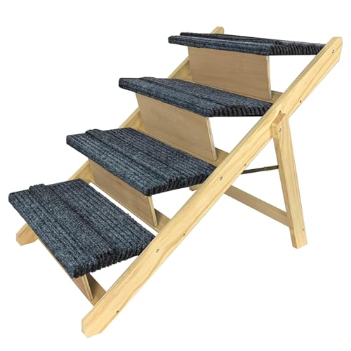 XMTECH 2 in 1 Hunderampe Klappbar Hundetreppe Große Hunde Haustiertreppe aus Kiefernholz, rutschfest Tiertreppe Hundeleiter Rampe für Haustiere & Katzen von XMTECH