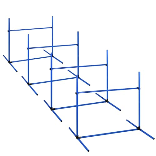 XMTECH 4-TLG. Hunde Agility Set Training Hundesport, Höhenverstellbar, Inklusive Tasche, PVC Hundetrainingsset, Blau von XMTECH