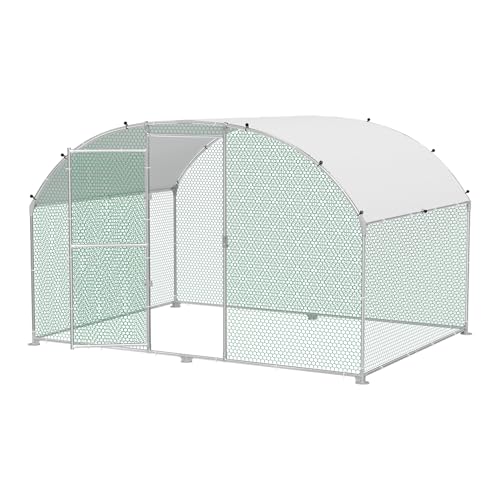 XMTECH Hühnerstall 3x2m Metall Freilaufgehege Freigehege, Geflügelstall Kleintiere, Verzinkter Stahlrahmen mit PE Dach, Bogenaufsatz von XMTECH
