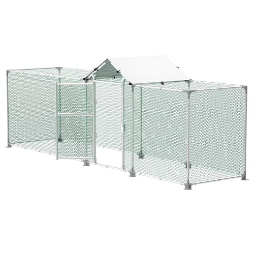 XMTECH Hühnerstall Hühnerhaus Dach Geflügelstall für Hühnerkäfig Geflügelstall Kleintiere, Verzinkter Stahlrahmen mit PE Dach (4 x 1 x 1,5 m) von XMTECH