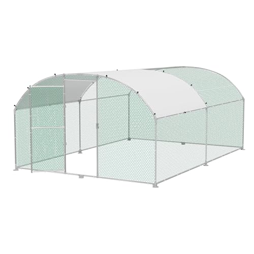 XMTECH Hühnerstall Metall Freilaufgehege Freigehege, Geflügelstall Kleintiere, Verzinkter Stahlrahmen mit PE Dach, Bogenaufsatz (3x4m) von XMTECH