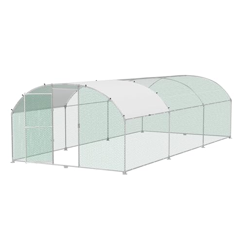 XMTECH Hühnerstall Metall Freilaufgehege Freigehege, Geflügelstall Kleintiere, Verzinkter Stahlrahmen mit PE Dach, Bogenaufsatz (3x6m) von XMTECH
