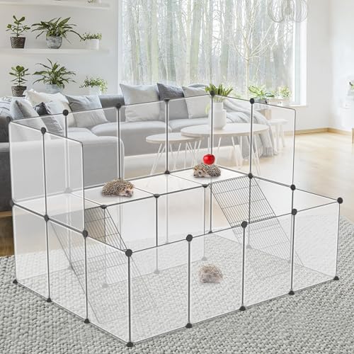 XMTECH Kleintiergehege Freigehege für Kaninchen aus pflegeleichtem Kunststoff, 143x108x93 cm, simples Stecksystem & einfache Reinigung, für innen & außen von XMTECH