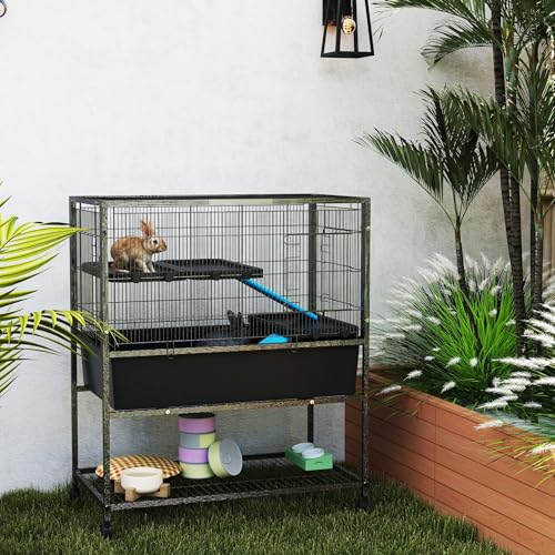 XMTECH Kleintierkäfig, Metallkäfig für kleine Haustiere, 88x48x102 cm, Schwarz, 4 Rollen mit 2 Bremsen, Käfig mit abnehmbaren Rampen & Plattformen, Ideal für Meerschweinchen, Hamster XMTECH Kleintierkäfig, Metallkäfig für kleine Haustiere, 88x48x102 cm, Schwarz, 4 Rollen mit 2 Bremsen, Käfig mit abnehmbaren Rampen & Plattformen, Ideal für Meerschweinchen, Hamster von XMTECH
