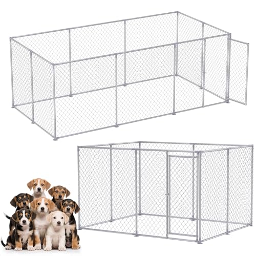 XMTECH Outdoor Hundezwinger 400x200x150 cm – Großer rechteckiger Hundekäfig aus verzinktem Stahl mit abschließbarer Tür, wetterfest & UV-beständig, Hundezaun für den Außenbereich von XMTECH