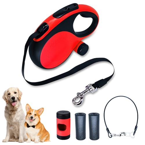 7,9 m lange einziehbare Leine mit kaufestem Kabel für mittelgroße bis große Hunde mit einem Gewicht von bis zu 50 kg, starker Nylongurt, der sich nicht verheddert, Einhandbremse, 360° Anti-Verheddern 7,9 m lange einziehbare Leine mit kaufestem Kabel für mittelgroße bis große Hunde mit einem Gewicht von bis zu 50 kg, starker Nylongurt, der sich nicht verheddert, Einhandbremse, 360° Anti-Verheddern von XMZALST