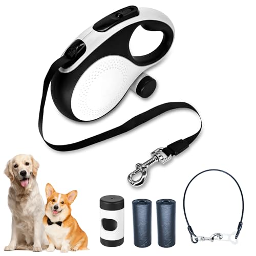 7,9 m lange einziehbare Leine mit kaufestem Kabel für mittelgroße bis große Hunde mit einem Gewicht von bis zu 50 kg, starker Nylongurt, der sich nicht verheddert, Einhandbremse, 360° Anti-Verheddern 7,9 m lange einziehbare Leine mit kaufestem Kabel für mittelgroße bis große Hunde mit einem Gewicht von bis zu 50 kg, starker Nylongurt, der sich nicht verheddert, Einhandbremse, 360° Anti-Verheddern von XMZALST