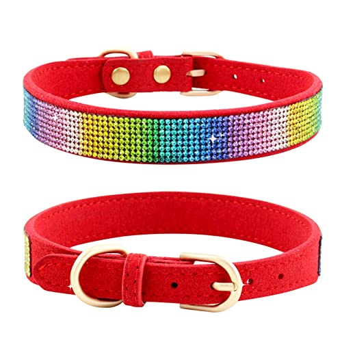 3 verstellbare Größen, personalisierte Farbe Strass Haustiere Halsbänder mit Krawatte Mädchen Katzenhalsband mit Metallschnalle verstellbare Welpenhalsbänder Bling für kleine Katzen große Hunde von XNBZW