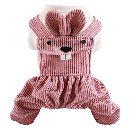 Haustier Vierbeinige Overalls Herbst Winter Kleidung Plaid Kaninchen Zähne Warme Kleidung Haustier Kleiderbügel für Schrank (Pink, XL) von XNBZW