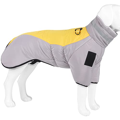 Stilvolle Hunde-Daunenjacke, weich, dick, leicht, Wintermantel für Geburtstagsparty, Haustier-Kleiderbügel, Metall (Gelb, XL) von XNBZW