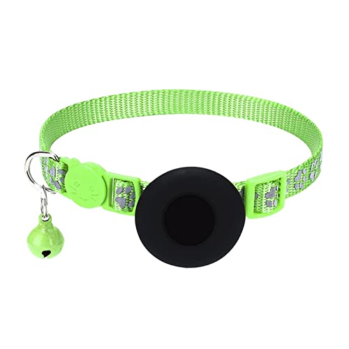 XNBZW Airtag-Katzenhalsband, mit Airtag-Glocke, Airtag-Katzenhalsband, reflektierend, verstellbar, mit Airtag-Halterung, 1 cm breit, Gewichtsbänder für Hunde (grün, Einheitsgröße) von XNBZW