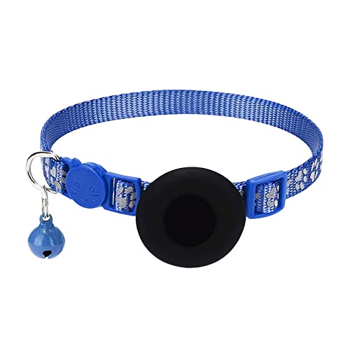 XNBZW Airtag-Katzenhalsband, mit Airtag-Glocke, Airtag-Katzenhalsband, reflektierend, verstellbar, mit Airtag-Halterung, 1 cm breit, für Hunde (Blau, Einheitsgröße) von XNBZW
