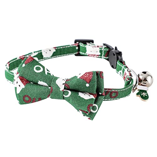 XNBZW Baumwolle Weihnachten Katzenhalsband Der Anhänger Baumwolle Weihnachten Katzenhalsband Mit Dem Weihnachtsanhänger Großes Hundehalsband mit Schnalle (Grün, Einheitsgröße) von XNBZW