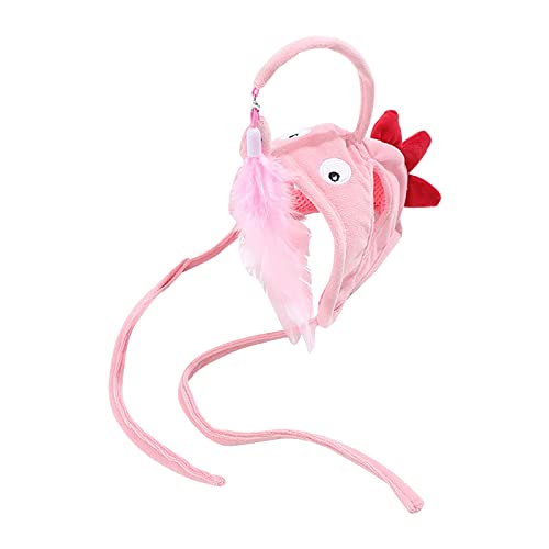 XNBZW Head Mounted Cat Toy Teaser Cat Stick Cute Pet Headgear Feather Funny Cat Stick Cat Teasing Stick Interactive Cat Teaser Toy Cat Feeders (Pink, One Size) von XNBZW