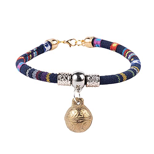 XNBZW Pet Bell Buntes Halsband für kleine Haustiere, Katzen, Hunde, verstellbar, Baumwolle, Weiß, Größe XS (Marineblau, XS) von XNBZW