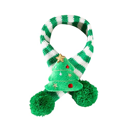 XNBZW Pet Knitted Wool Striped Christmas Scarf Cat Dog Christmas Tree Senior Adjustable Collar Bib Dog Collars Bulk (B, One Size) von XNBZW