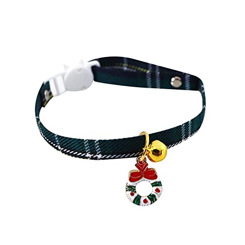 XNBZW Weihnachtsbaum-Anhänger, kann die Schnalle von Katzen- und Hundehalsband, Haustierhalsband für Katzen mit Glöckchen (D, Einheitsgröße) einstellen von XNBZW