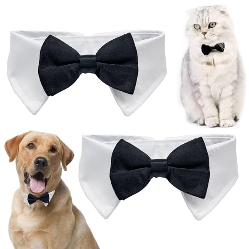 XNIVUIS 2 Packung Fliege für Hunde und Katzen, Hunde-Krawatte, Smoking-Halsband, Formelle Halsband Halsketten, Verstellbares Hundehalsband, Bowknot für Hochzeit Party, M, (Schwarz) von XNIVUIS