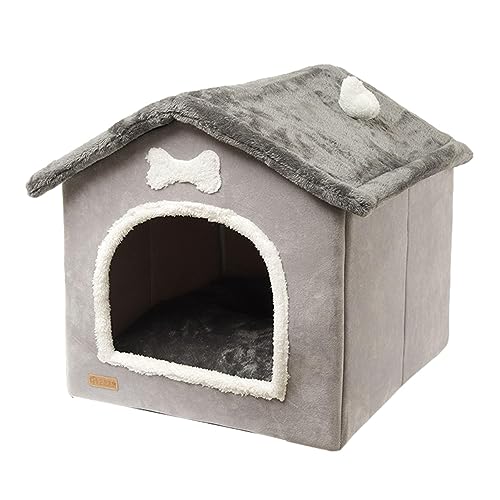 Hundehütte Indoor, Hundehaus Hundehütte Katzenhaus Drinnen, Katzenhöhlenbett Faltbares Komfortables Haustier Katzenhaus Mit Herausnehmbarer Matte Kissen Für Kleine Mittelgroße Hunde Katze (S) von XNSHUN