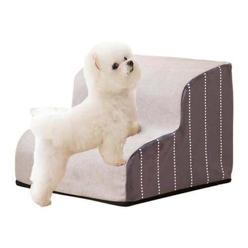 XNSHUN Hundetreppe Für Kleine Hunde, rutschfeste Haustierleiter Mit Waschbarem Bezug Hoch rutschfeste Hunde Treppe Hunderampe Für Kleine Hunde (2-Stufen) von XNSHUN