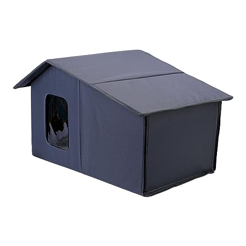 XNSHUN Katzenhaus Für Draußen Winterfest Wasserdicht, Katzenhöhle Haustierhaus Mit Abnehmbarem Transparentem Vorhang, Faltbares Pet House Für Streuner Haustiere (Grau) von XNSHUN