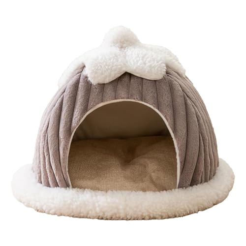 XNSHUN Katzenhaus Hundehaus Hundehöhle, Warmes Und Gemütliches Katzenkorb Haustierbett Katzenbett Höhle, Halbgeschlossene Zwinger Plüsch Katzenhöhle Hundebett Für Kaninchen Haustiere Katzen Hunde (M) von XNSHUN