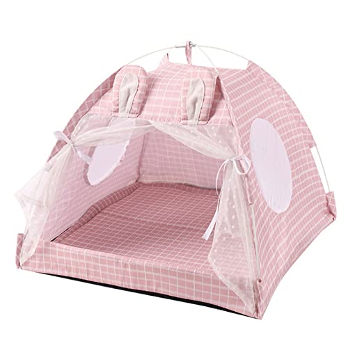 XNSHUN Tipi Zelt Für Haustiere, Katzenzelt Hundezelt Indoor, Haustier Zelt Mit Schlafkissen Hundebett Katzenbett, Hundehütte Hundehaus, Haustiertipi Für Kleine Hunde & Katzen (L,Rosa) von XNSHUN