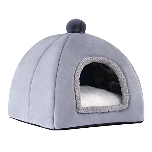 XNSHUN Katzenbett Für Indoor-Katzen Katzenhöhle, 2 In 1 Hundehütte Haustierhaus Katzenhaus Kuschelhöhle Windabweisend, Katzenzelt Mit Abnehmbarem Katzenkissen Für Katzen Kleine Hunde Kleine Tiere (L) von XNSHUN