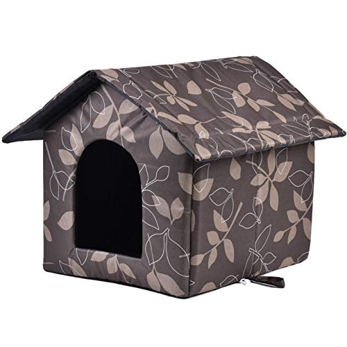 XNSHUN Katzenhaus Für Draußen Winterfest, Faltbare Wasserdicht Wetterfester Katzenhöhle Haustierhaus, Weich Warm Haustierhaus Outdoor Hundehöhle Mit Abnehmbarem Kissen Für Kleine Hund Katze (L) von XNSHUN