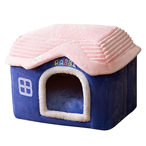 XNSHUN Katzenhöhle Katzenhaus Für Indoor-Katzen, Hundehütte Katzenbett Kuschelhöhle, Katzenzelt Mit Abnehmbarem Katzenkissen Für Katzen Und Hunde, Katzennest (L,Blau) von XNSHUN