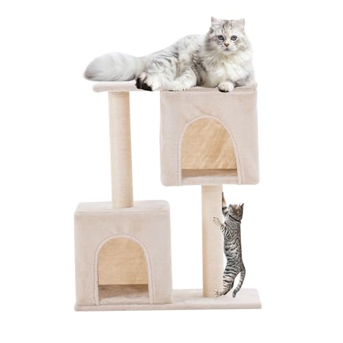 XONTEVIC Katzenbaum, Katzenturm für Indoor-Katzen, Plüsch-Katzenhaus mit mehreren Ebenen, mit 2 Kratzstämmen, 2 Höhlen, Hängematte, Beige XONTEVIC Katzenbaum, Katzenturm für Indoor-Katzen, Plüsch-Katzenhaus mit mehreren Ebenen, mit 2 Kratzstämmen, 2 Höhlen, Hängematte, Beige von XONTEVIC