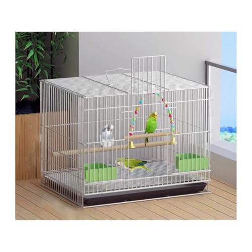 Vogelkäfig Wellensittich Bird Cage Household Large Parrot Special Cage Small Bird Cage Pigeon Cage Vogelvoliere Transportkäfig Kanarien Großsittich(Weiß) von XOVP-023