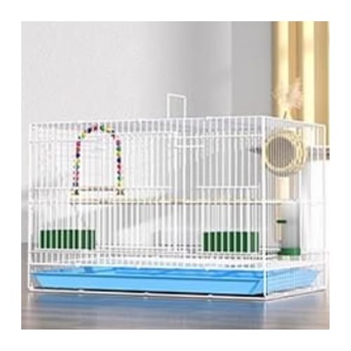Vogelkäfig Wellensittich Bird Cage Parrot Cage Encrypted Metal Folding Cage Extra Large Vogelvoliere Transportkäfig Kanarien Großsittich(Weiß) von XOVP-023