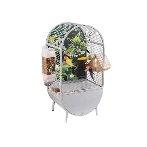 Vogelkäfig Wellensittich Bird Cage Parrot Cage Large Ecological Special Home Easy to Clean Viewing Luxury Villa Vogelvoliere Transportkäfig Kanarien Großsittich(White Light Grey) von XOVP-023