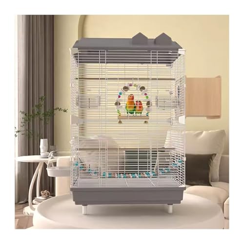 Vogelkäfig Wellensittich Bird Cage Parrot Cage Large Horizontal Wire Special Home Easy to Clean Ornamental Luxury Villa Vogelvoliere Transportkäfig Kanarien Großsittich(Grigio) von XOVP-023