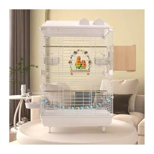 Vogelkäfig Wellensittich Bird Cage Parrot Cage Large Horizontal Wire Special Home Easy to Clean Ornamental Luxury Villa Vogelvoliere Transportkäfig Kanarien Großsittich(Weiß) von XOVP-023