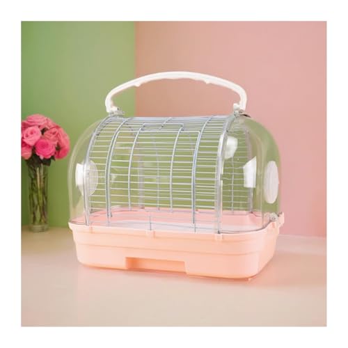 Vogelkäfig Wellensittich Bird Cage Parrot Outdoor Cage Horizontal Silk Outdoor Travel Special Small Portable Vogelvoliere Transportkäfig Kanarien Großsittich(Pink) von XOVP-023