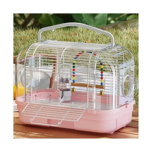 Vogelkäfig Wellensittich Bird Cage Parrot Outdoor Cage Outdoor Luxury Villa Special Small Portable Portable Bird Cage Vogelvoliere Transportkäfig Kanarien Großsittich(Pink) von XOVP-023