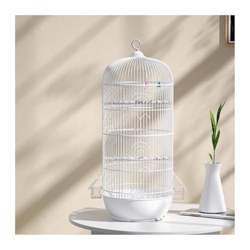 Vogelkäfig Wellensittich Bird Cage Round Cage Parrot Round Bird Cage Type Wire Simple Bird Cage with Tray Vogelvoliere Transportkäfig Kanarien Großsittich(Weiß) von XOVP-023